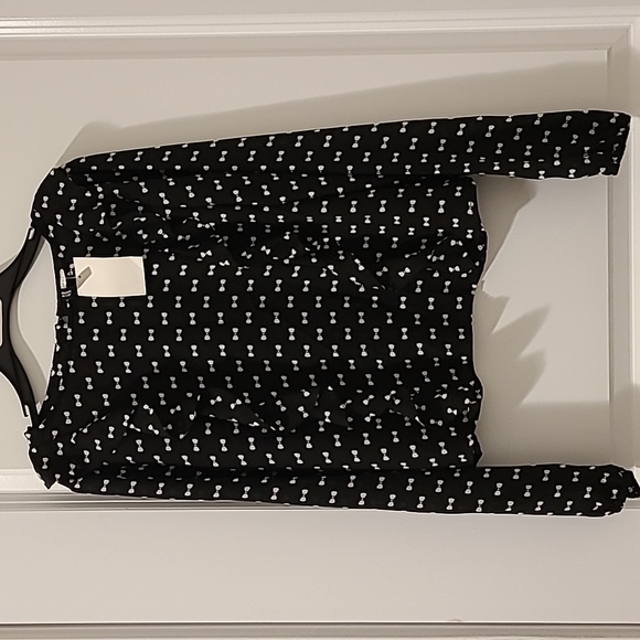 H&M Tops - H&M Blouse Black with White Bows